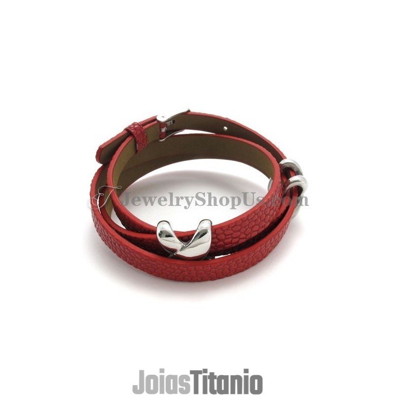 Pulseira De Couro Vermelho Com Titânio Da Moda Pulseira De Couro Vermelho Com Titânio Da Moda