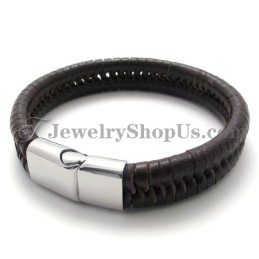 Elegante Titânio Marrom Com Pulseira De Couro