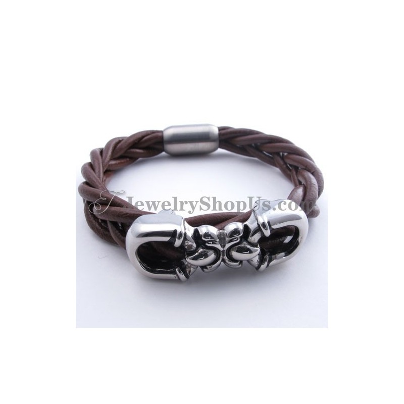 Pulseira De Couro Marrom De Titânio Da Moda Pulseira De Couro Marrom De Titânio Da Moda