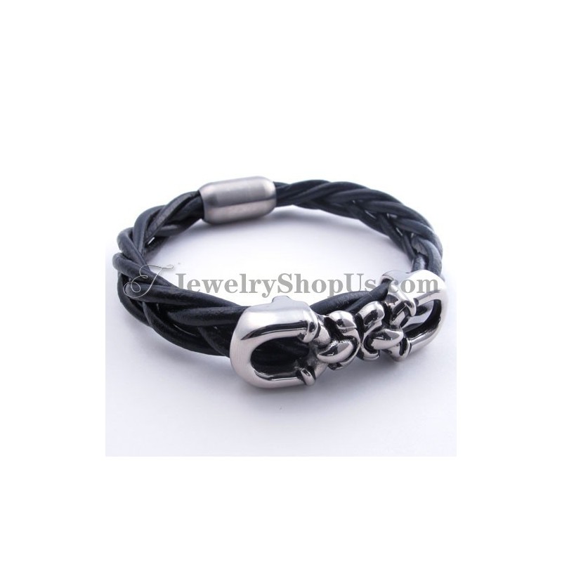 Pulseira De Couro De Titânio Da Moda