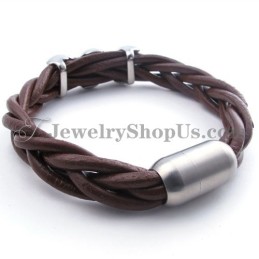 Pulseira Elegante De Couro De Titânio Marrom