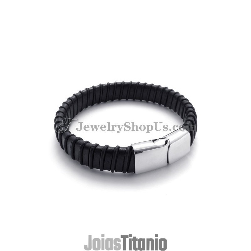 Lindo Titânio Preto Com Pulseira De Couro Lindo Titânio Preto Com Pulseira De Couro