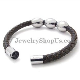 Pulseira De Couro Marrom De Titânio Da Moda