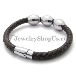 Pulseira De Couro Marrom De Titânio Da Moda