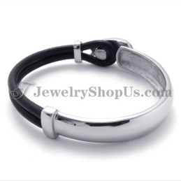 Pulseira Elegante De Couro Com Titânio