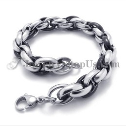 Pulseira De Titânio Preta E Prateada Da Moda
