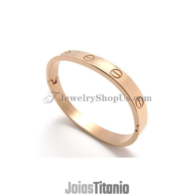 Pulseira Elegante De Titânio E Ouro Rosa Para Mulheres Pulseira Elegante De Titânio E Ouro Rosa Para Mulheres