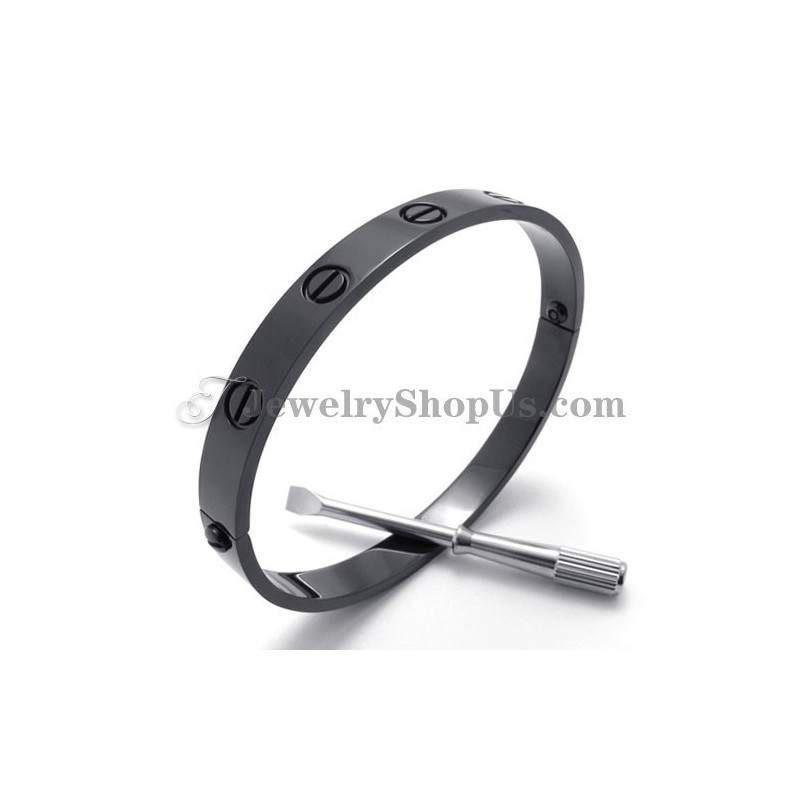 Linda Pulseira Preta Masculina De Titânio