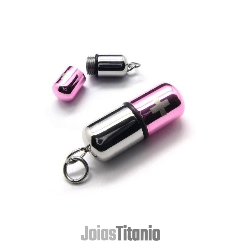 Colar Com Pingente De Cruz Em Titânio Puro E Prata Rosa