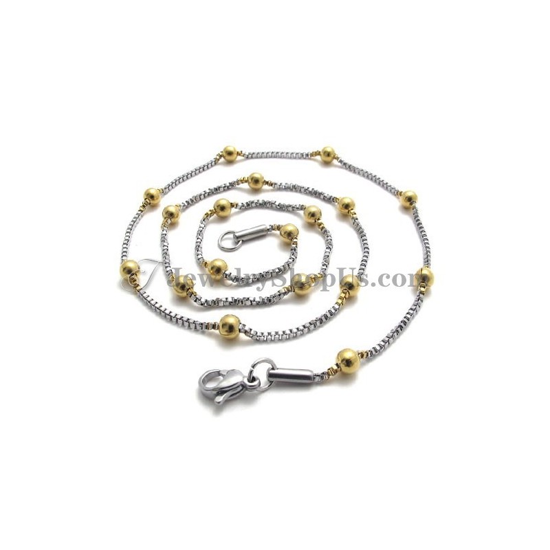 Colar Feminino Elegante Com Contas De Ouro E Titânio Colar Feminino Elegante Com Contas De Ouro E Titânio