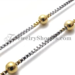 Colar Feminino Elegante Com Contas De Ouro E Titânio