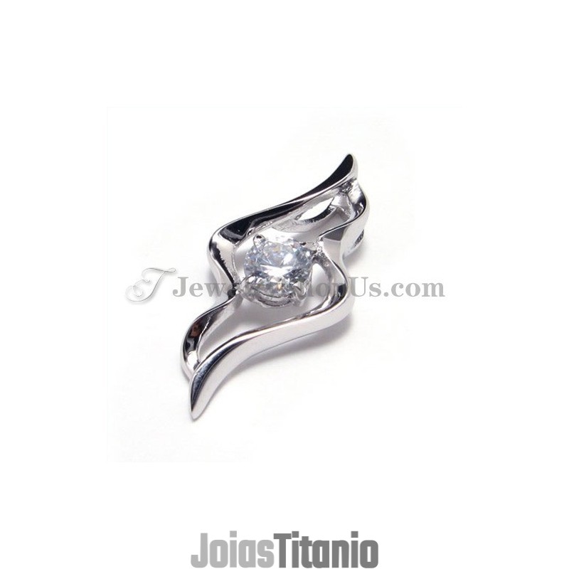 Pingente De Prata 925 Com Zircônia (Platina Galvanizada) Com Corrente Grátis