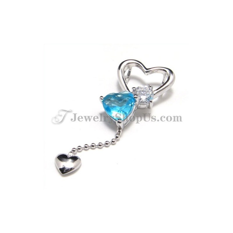 Pingente De Coração Doce Em Prata 925 Com Zircônia (Galvanizado Em Platina) Com Corrente Grátis