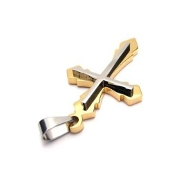 Colar Com Pingente De Cruz De Titânio Puro Dourado Masculino (Novo)