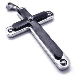 Colar Com Pingente De Cruz De Titânio Puro Preto Masculino