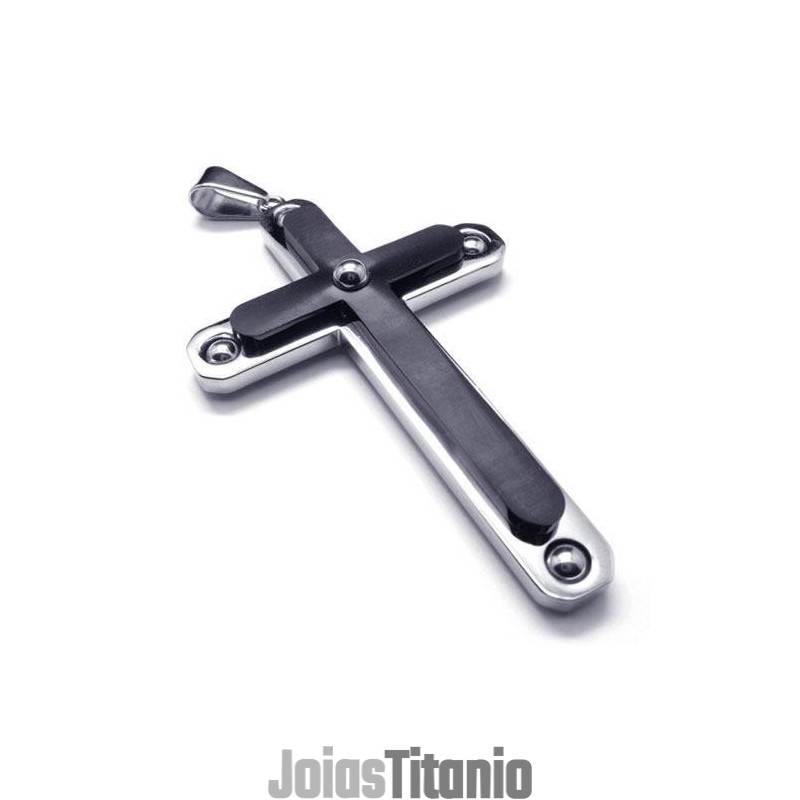 Colar Com Pingente De Cruz De Titânio Puro Preto Masculino Colar Com Pingente De Cruz De Titânio Puro Preto Masculino