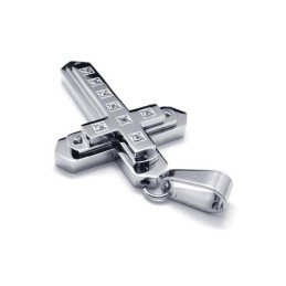 Colar Masculino De Prata E Titânio Puro Com Pingente De Cruz E Corrente