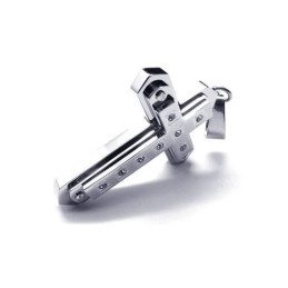 Colar Masculino De Prata E Titânio Puro Com Pingente De Cruz E Corrente