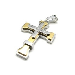 Colar Com Pingente De Cruz De Titânio Puro Dourado Masculino (Novo)