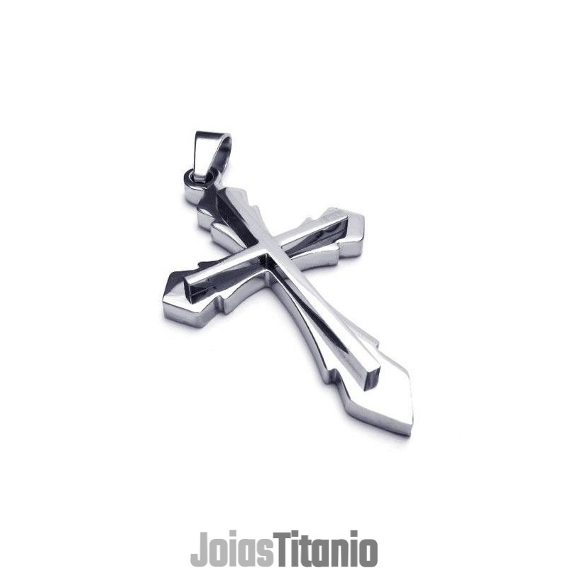 Colar Masculino Com Pingente De Cruz Em Titânio Puro E Prata (Novo) Colar Masculino Com Pingente De Cruz Em Titânio Puro E Prata (Novo)