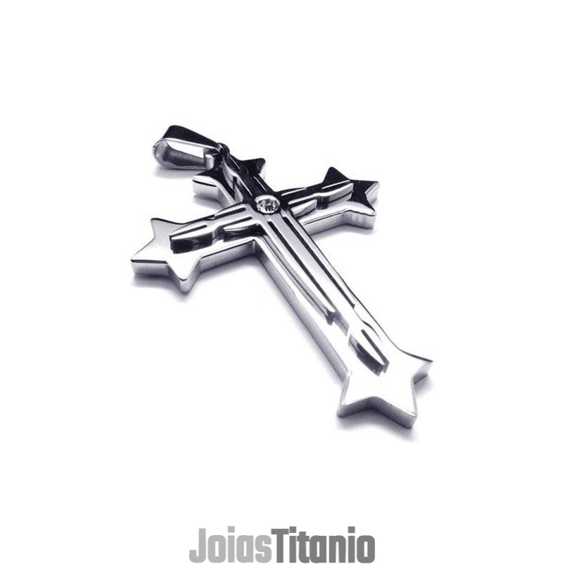 Colar Com Pingente De Cruz Em Titânio Puro E Prata Para Homens (Novo) Colar Com Pingente De Cruz Em Titânio Puro E Prata Para Homens (Novo)