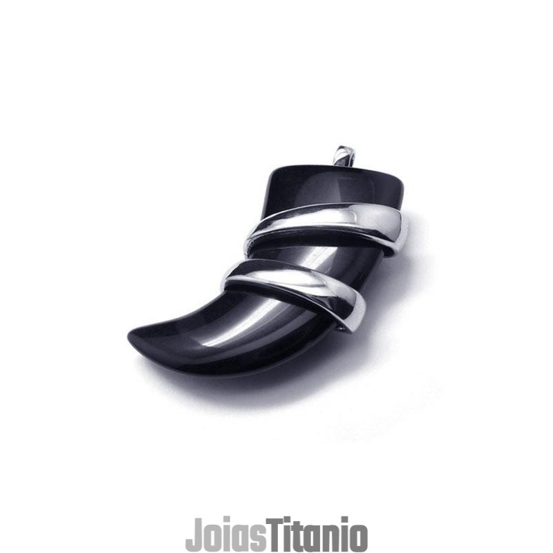 Colar Com Pingente De Lança De Ônix De Titânio Puro Masculino Colar Com Pingente De Lança De Ônix De Titânio Puro Masculino