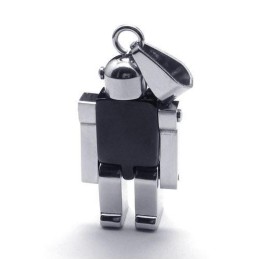 Colar Com Pingente De Robô De Titânio Puro Preto E Prateado Para Homens