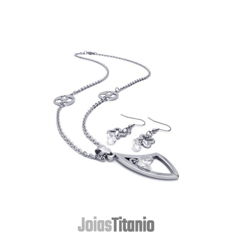 Conjunto De Joias De Titânio De Alta Qualidade Com Design Atraente E Brilho De Cores, Incluindo Colar, Pingente E Brinco