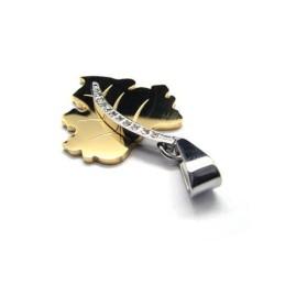 Colar Com Pingente De Folha De Bordo De Titânio Puro Dourado Masculino