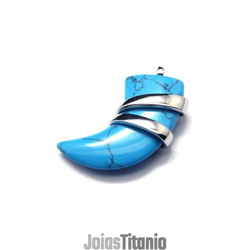 Colar Com Pingente De Lança De Turquesa De Titânio Puro Masculino