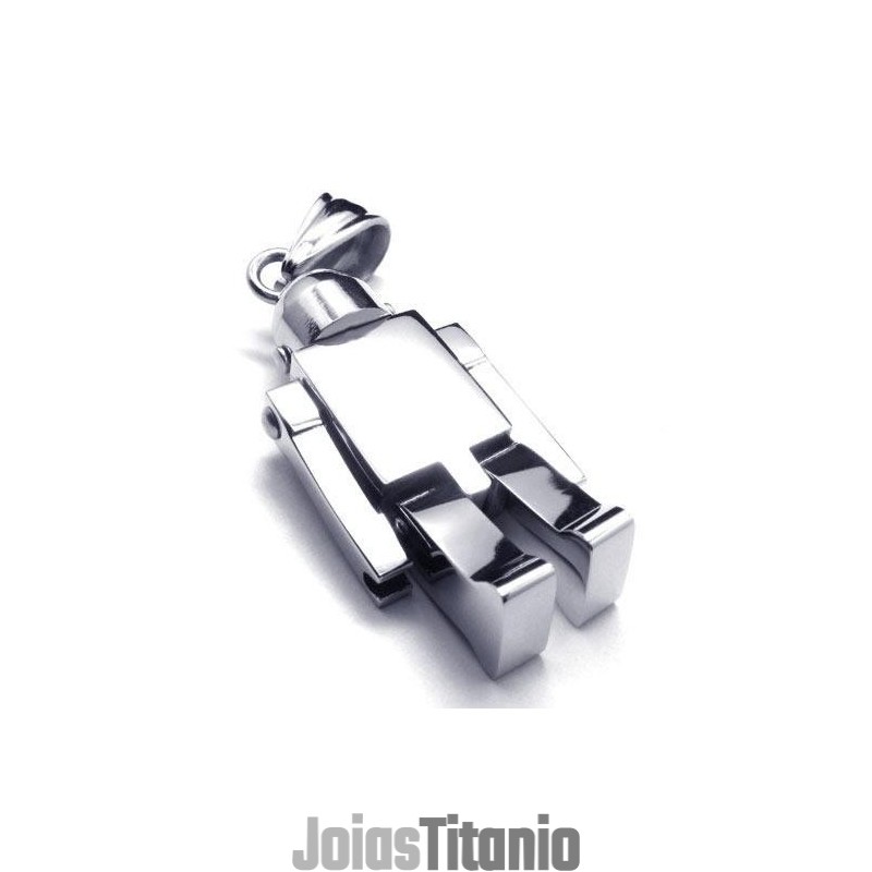 Colar Com Pingente De Robô Em Titânio Puro Prateado Masculino (Novo) Colar Com Pingente De Robô Em Titânio Puro Prateado Masculino (Novo)