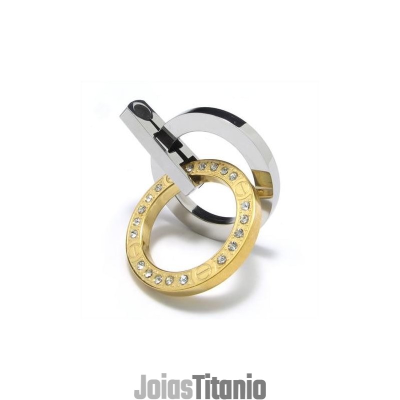 Colar Com Pingente De Anéis De Titânio Puro Dourado E Prateado Colar Com Pingente De Anéis De Titânio Puro Dourado E Prateado