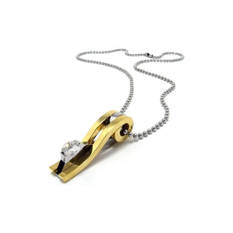 Colar Com Pingente De Titânio Puro Dourado Masculino (Novo) Colar Com Pingente De Titânio Puro Dourado Masculino (Novo)