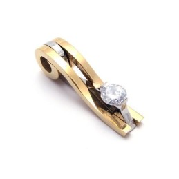 Colar Com Pingente De Titânio Puro Dourado Masculino (Novo)