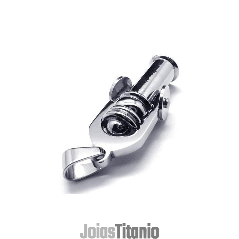 Colar Com Pingente De Canhão De Titânio Puro E Prata Masculino (Novo) Colar Com Pingente De Canhão De Titânio Puro E Prata Masculino (Novo)