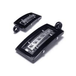 Colar Com Pingente De Titânio Puro Preto E Prata Masculino